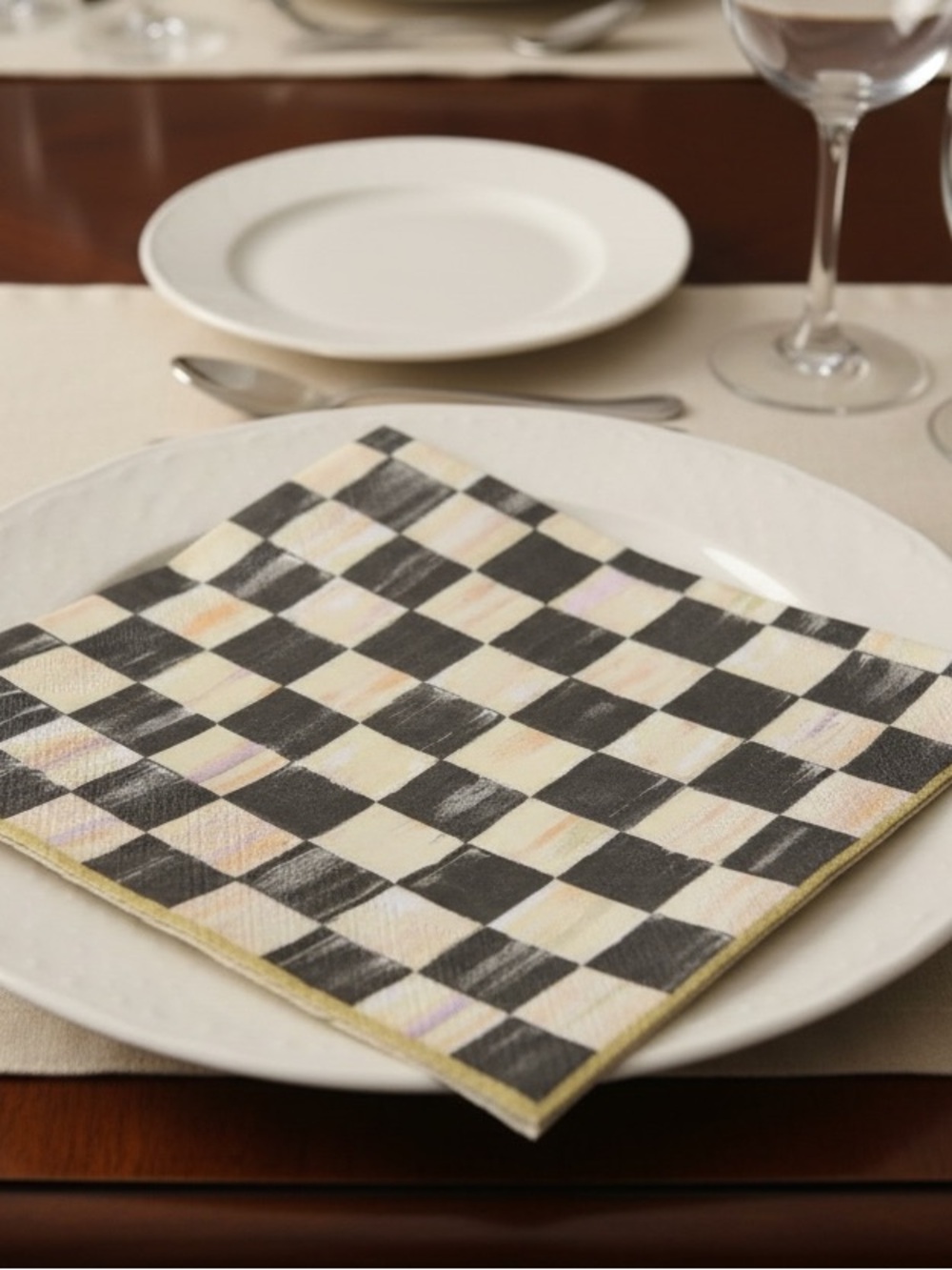 MacKenzie-Childs Dinner Paper Napkins in Courtly Check